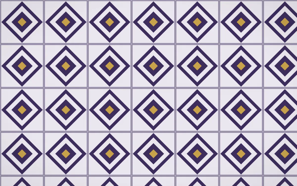 Arabian Night Diamond Tile — light purple, gold and white azulejo background