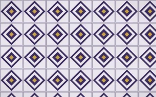 Arabian Night Diamond Tile — light purple, gold and white azulejo background