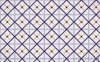 Arabian Night Lattice Tile — light purple, gold and white azulejo background