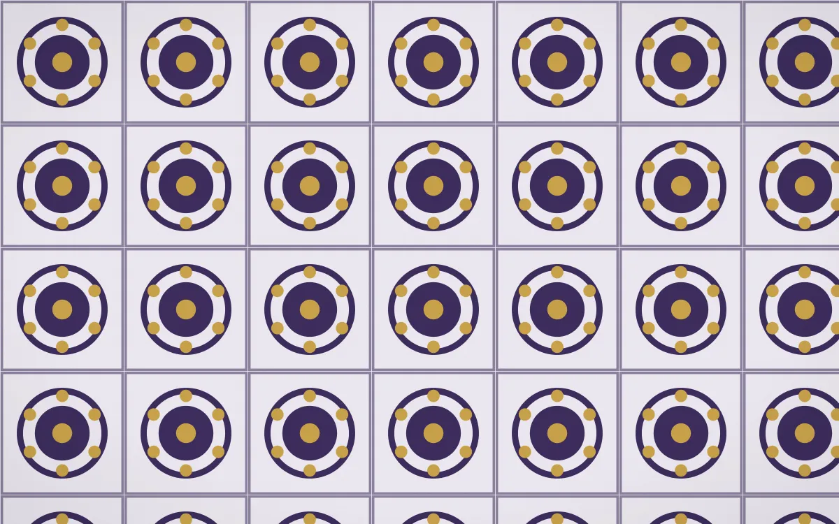 Arabian Night Medallion Tile — light purple, gold and white azulejo background
