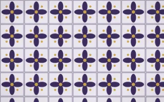 Arabian Night Petal Tile — light purple, gold and white azulejo background