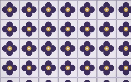 Arabian Night Quatrefoil Tile — light purple, gold and white azulejo background
