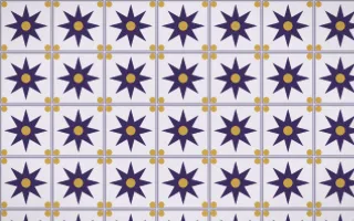 Arabian Night Star Tile — light purple, gold and white azulejo background