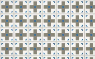 Athens Marble Cross Tile — light yellow, blue and white azulejo background