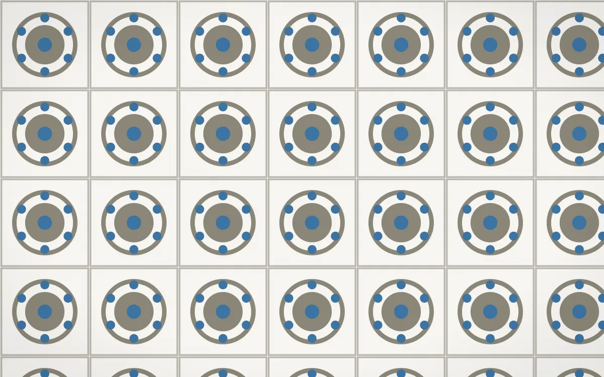 Athens Marble Medallion Tile — light yellow, blue and white azulejo background