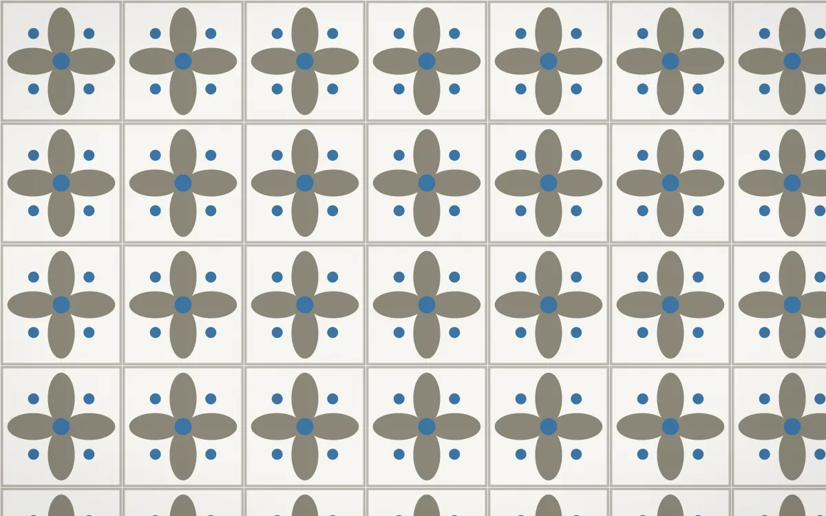 Athens Marble Petal Tile — light yellow, blue and white azulejo background