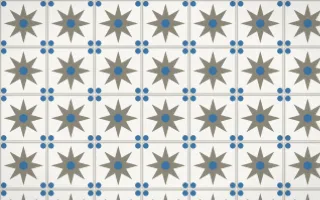 Athens Marble Star Tile — light yellow, blue and white azulejo background
