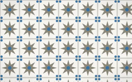 Athens Marble Star Tile — light yellow, blue and white azulejo background