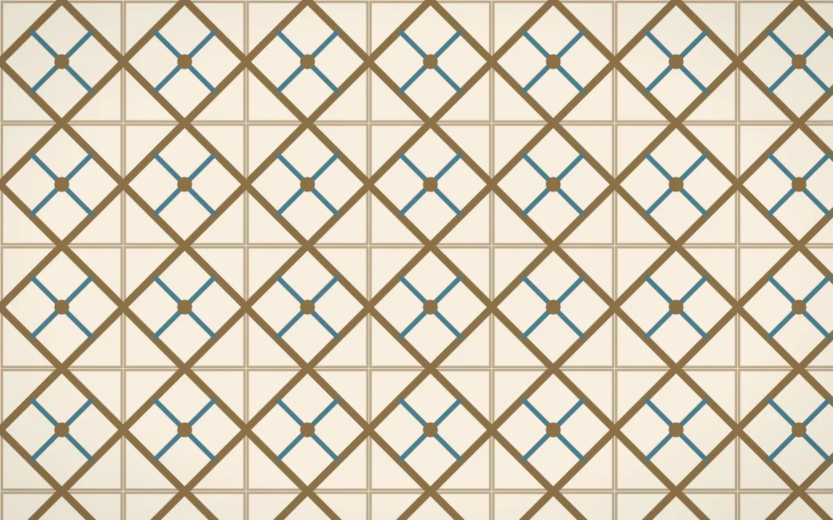 Atlas Sand Lattice Tile — light orange, blue and beige azulejo background