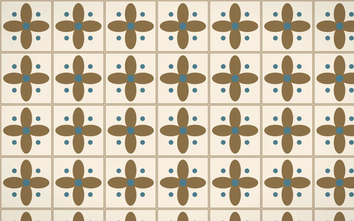 Atlas Sand Petal Tile — light orange, blue and beige azulejo background