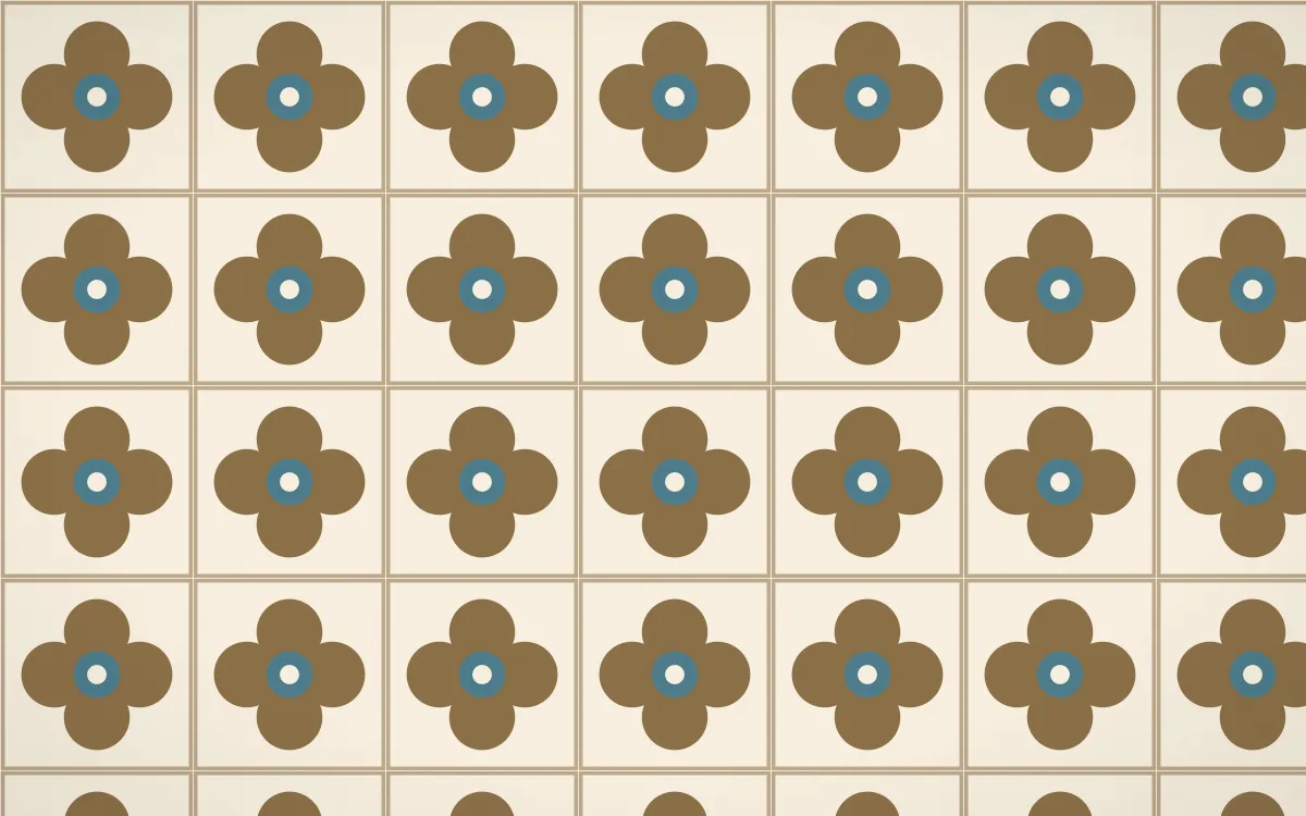 Atlas Sand Quatrefoil Tile — light orange, blue and beige azulejo background