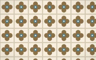 Atlas Sand Quatrefoil Tile — light orange, blue and beige azulejo background