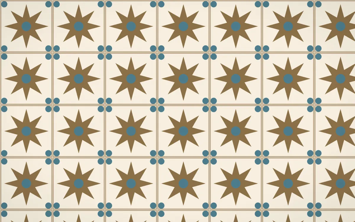 Atlas Sand Star Tile — light orange, blue and beige azulejo background