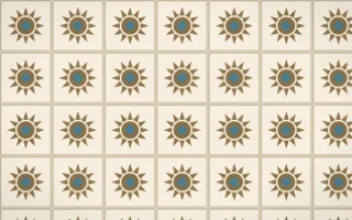 Atlas Sand Sunburst Tile — light orange, blue and beige azulejo background