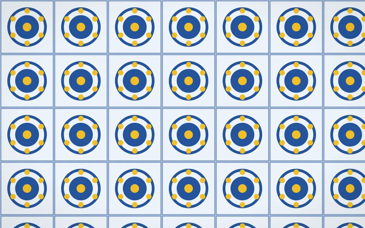 Bahia Blue Medallion Tile — light blue, gold and white azulejo background