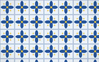 Bahia Blue Petal Tile — light blue, gold and white azulejo background