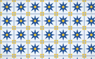 Bahia Blue Star Tile — light blue, gold and white azulejo background