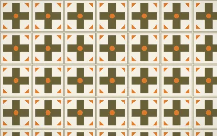 Bali Temple Cross Tile — light brown, orange and beige azulejo background