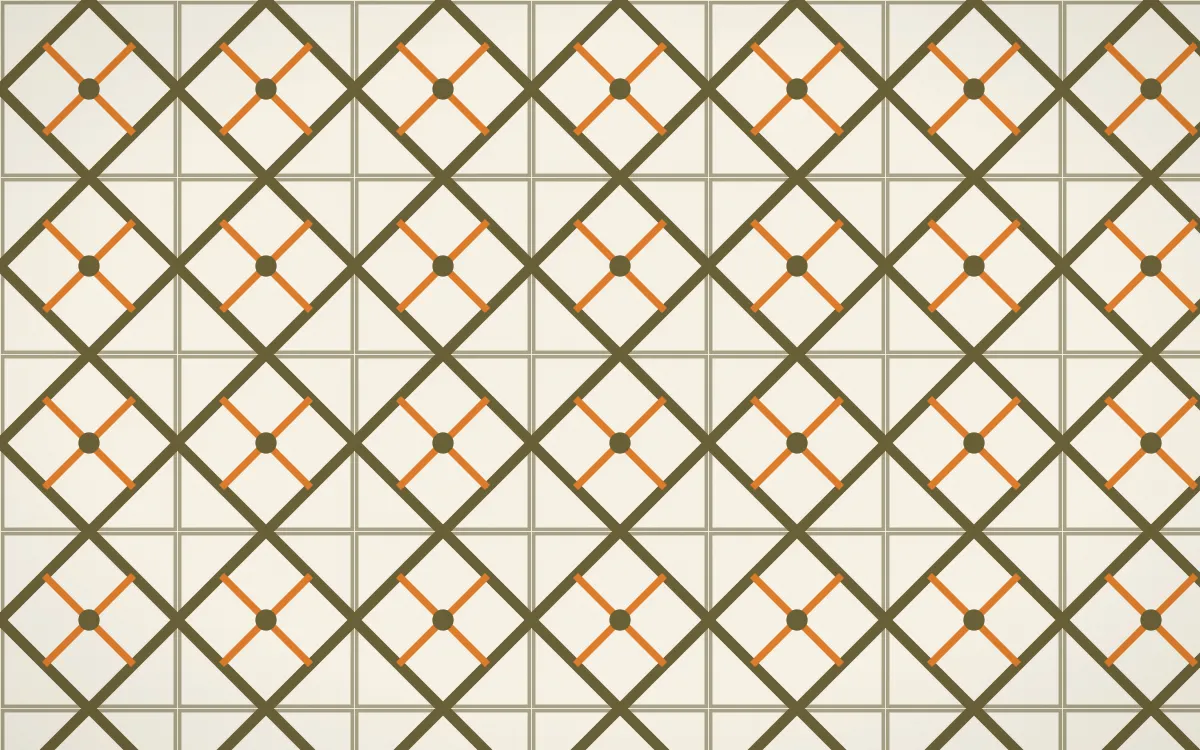 Bali Temple Lattice Tile — light brown, orange and beige azulejo background