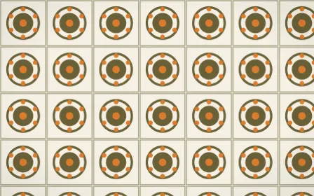 Bali Temple Medallion Tile — light brown, orange and beige azulejo background