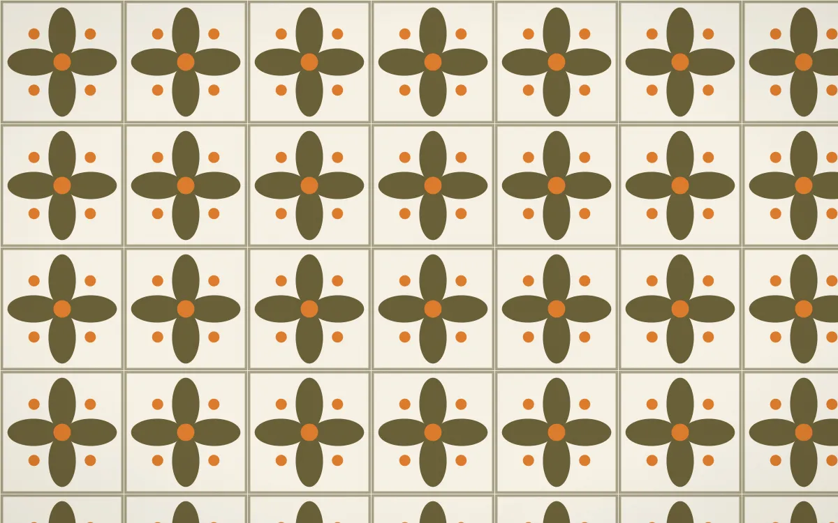 Bali Temple Petal Tile — light brown, orange and beige azulejo background