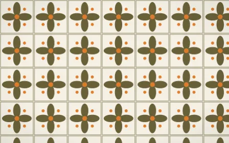 Bali Temple Petal Tile — light brown, orange and beige azulejo background