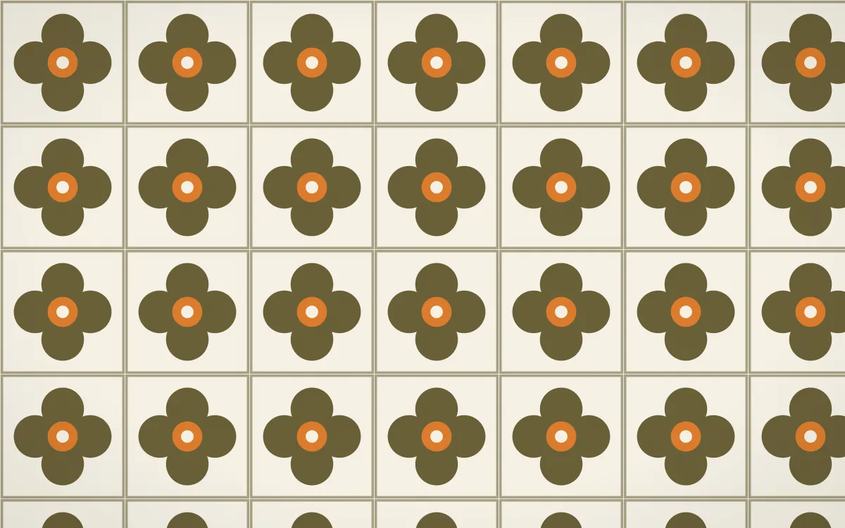 Bali Temple Quatrefoil Tile — light brown, orange and beige azulejo background