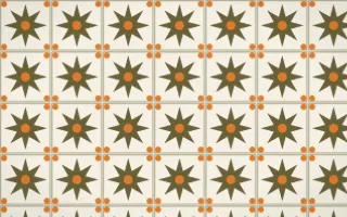 Bali Temple Star Tile — light brown, orange and beige azulejo background