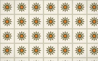 Bali Temple Sunburst Tile — light brown, orange and beige azulejo background
