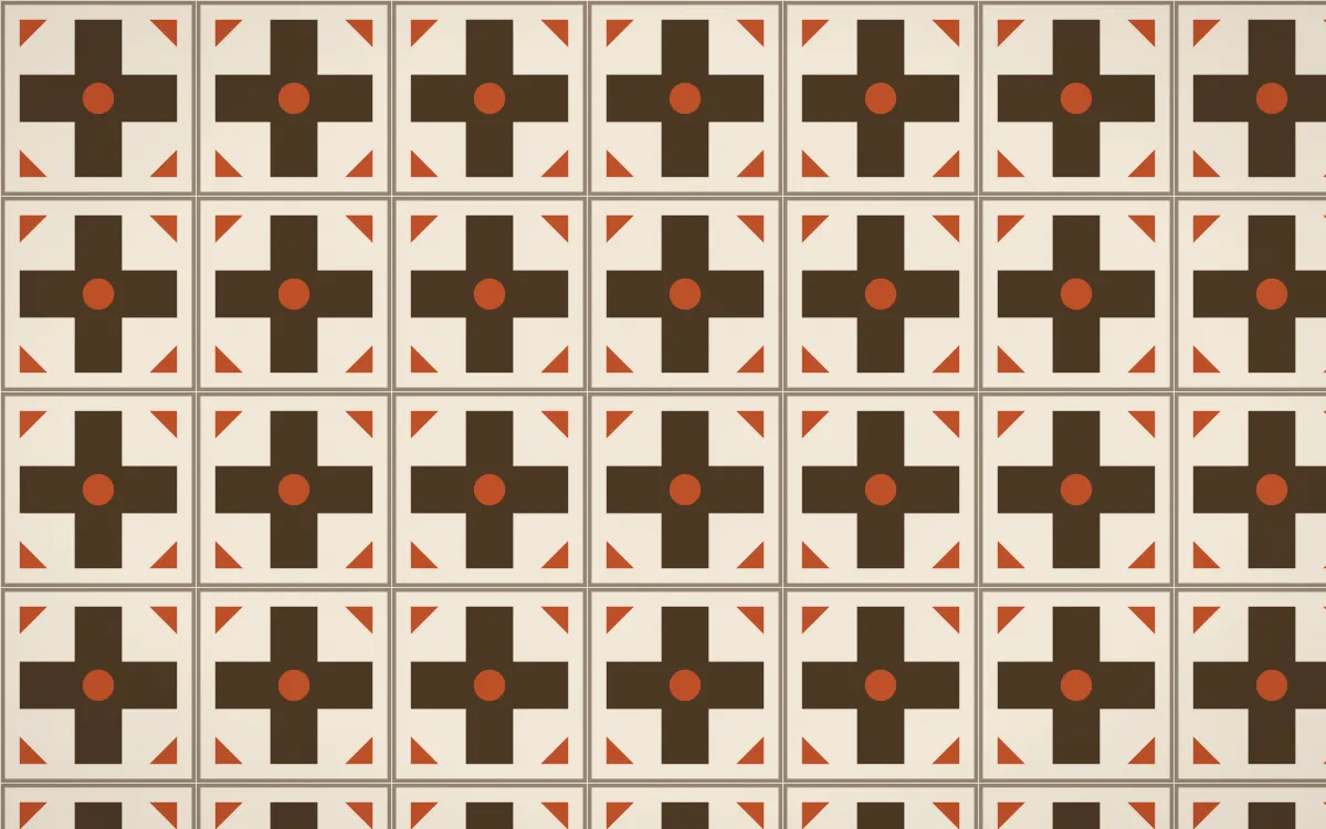 Bamako Earth Cross Tile — light brown, orange and beige azulejo background
