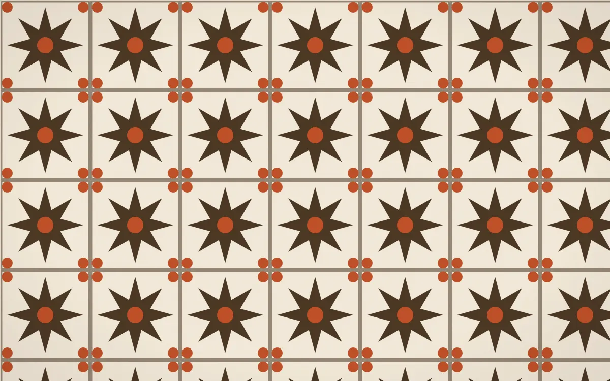 Bamako Earth Star Tile — light brown, orange and beige azulejo background