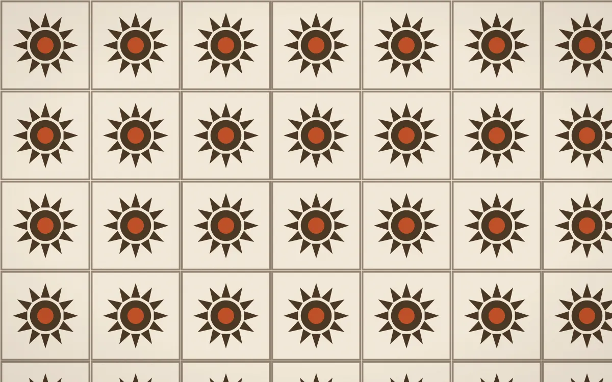 Bamako Earth Sunburst Tile — light brown, orange and beige azulejo background