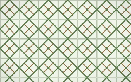 Bamboo Mist Lattice Tile — light green, brown and white azulejo background