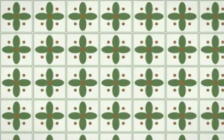 Bamboo Mist Petal Tile — light green, brown and white azulejo background
