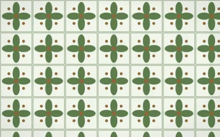 Bamboo Mist Petal Tile — light green, brown and white azulejo background