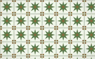 Bamboo Mist Star Tile — light green, brown and white azulejo background