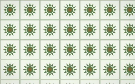 Bamboo Mist Sunburst Tile — light green, brown and white azulejo background