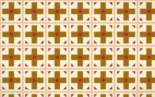 Bangkok Gold Cross Tile — light brown, red and beige azulejo background