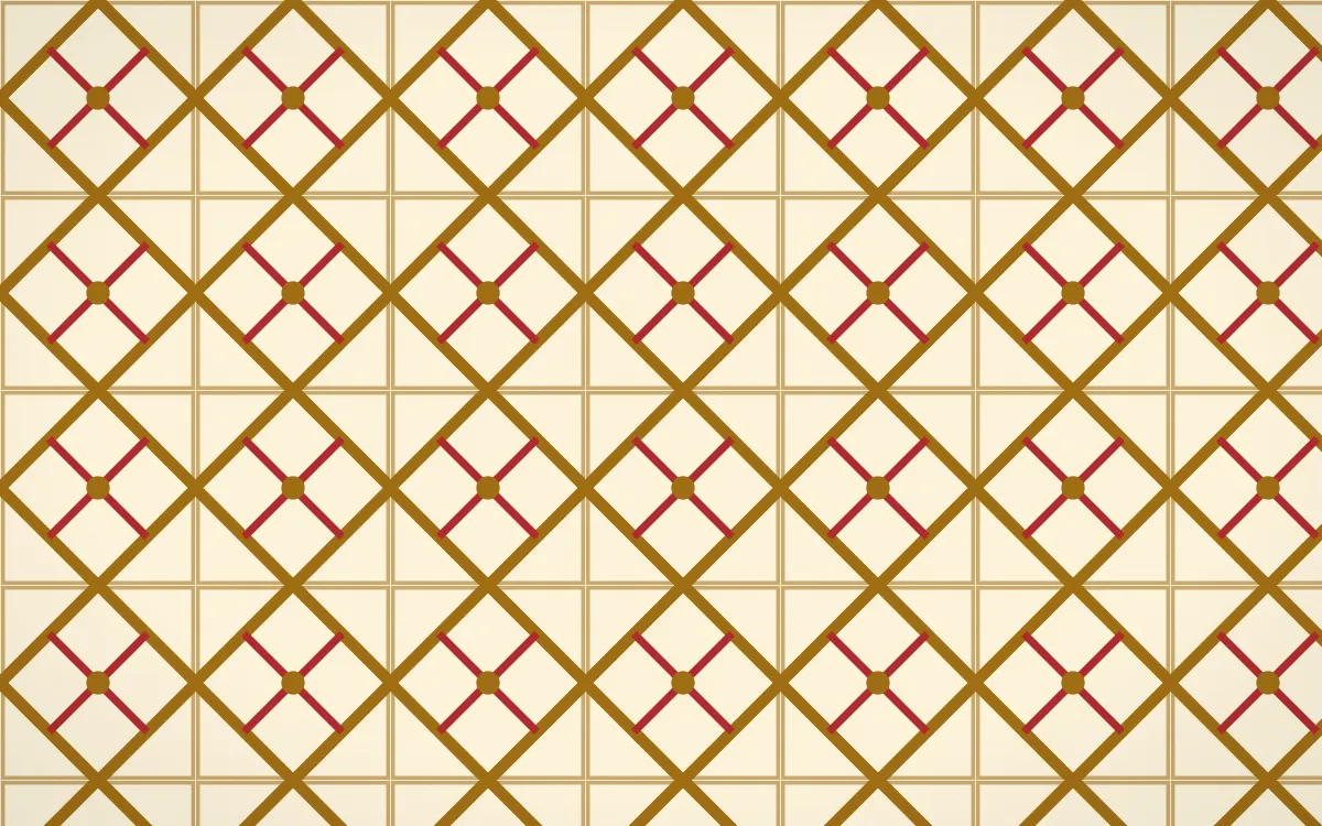 Bangkok Gold Lattice Tile — light brown, red and beige azulejo background