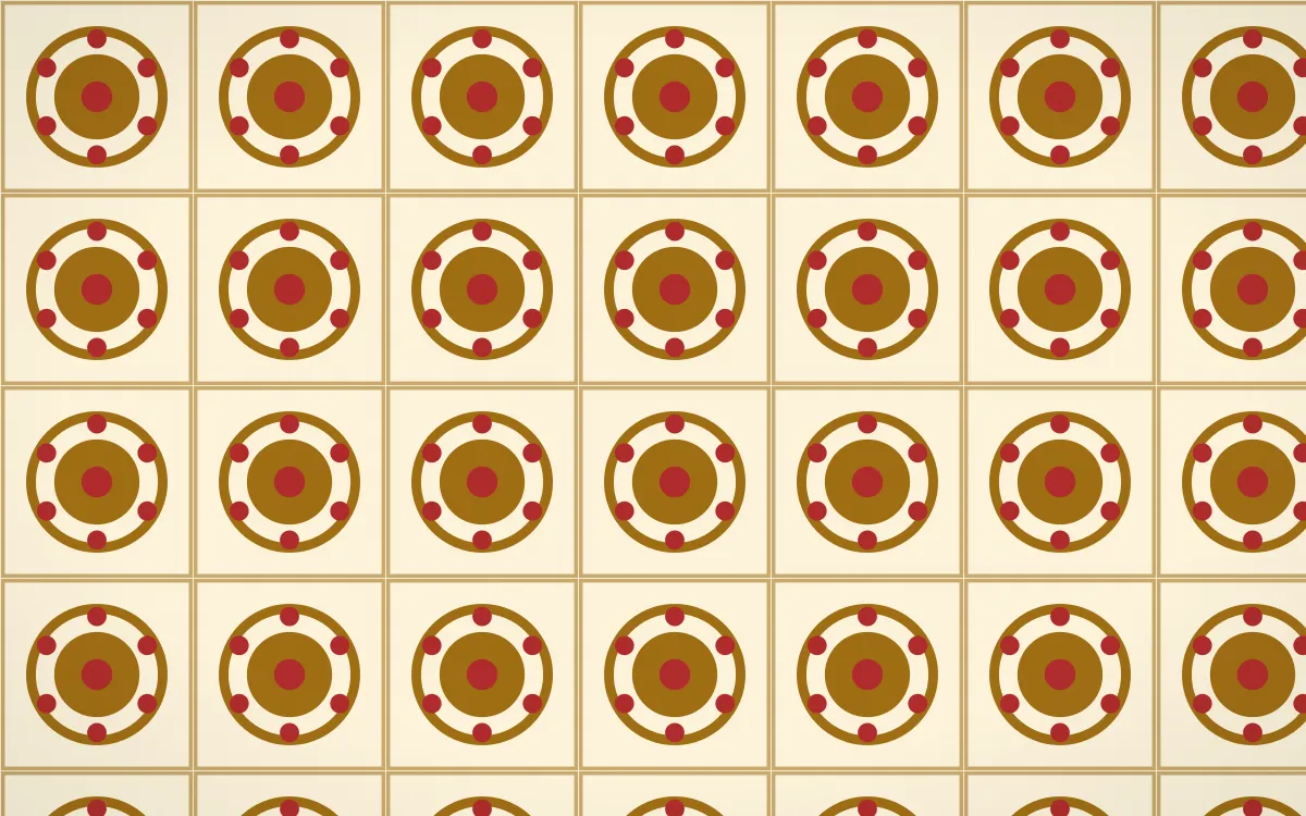 Bangkok Gold Medallion Tile — light brown, red and beige azulejo background