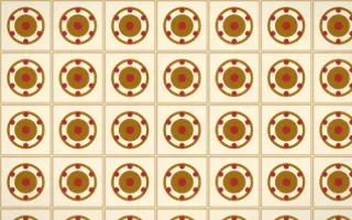 Bangkok Gold Medallion Tile — light brown, red and beige azulejo background