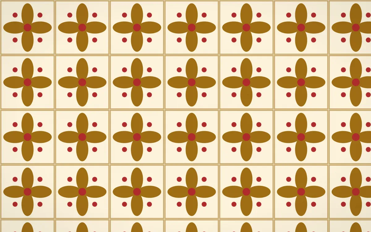 Bangkok Gold Petal Tile — light brown, red and beige azulejo background