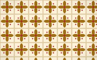 Bangkok Gold Petal Tile — light brown, red and beige azulejo background