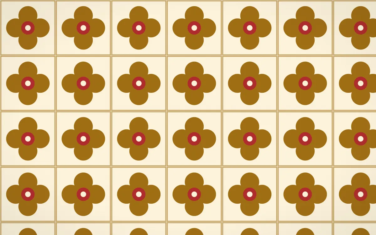 Bangkok Gold Quatrefoil Tile — light brown, red and beige azulejo background