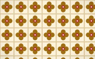 Bangkok Gold Quatrefoil Tile — light brown, red and beige azulejo background