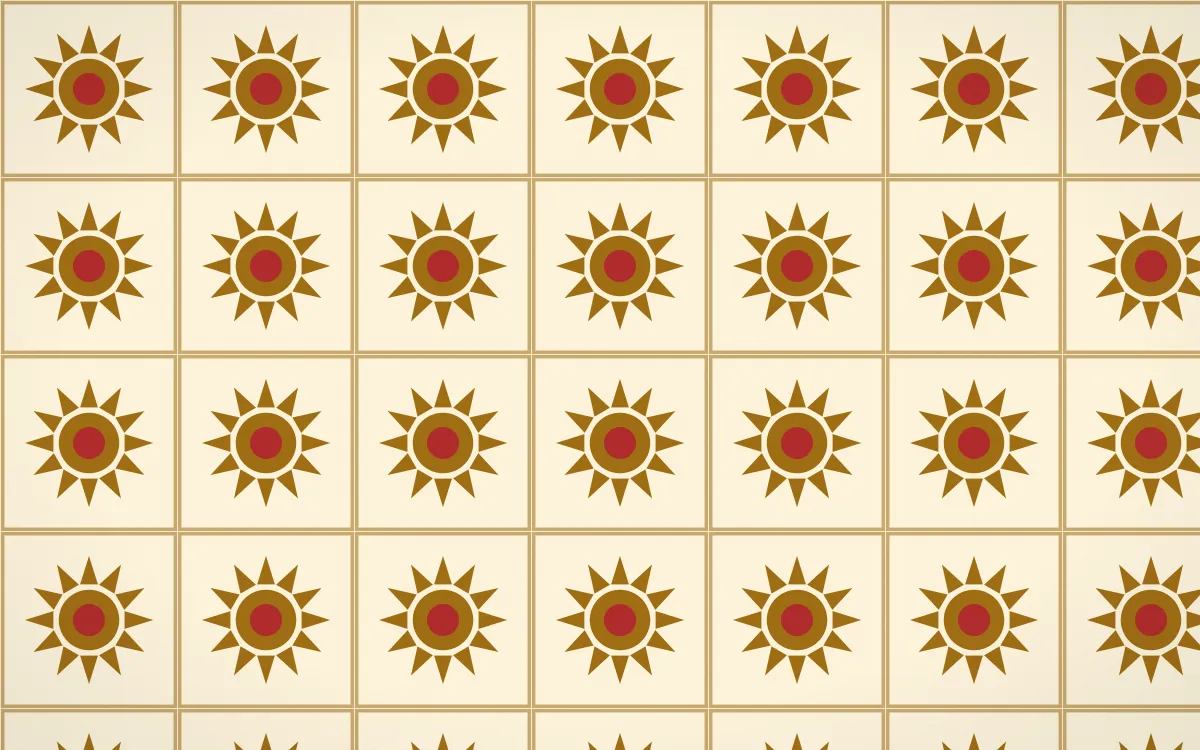 Bangkok Gold Sunburst Tile — light brown, red and beige azulejo background