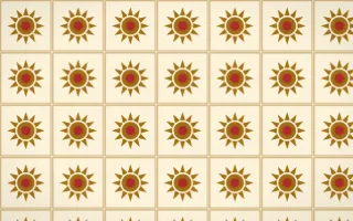 Bangkok Gold Sunburst Tile — light brown, red and beige azulejo background
