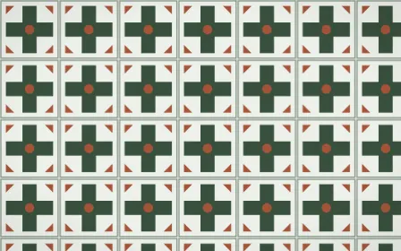 Bavarian Forest Cross Tile — light green, orange and white azulejo background