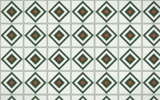 Bavarian Forest Diamond Tile — light green, orange and white azulejo background