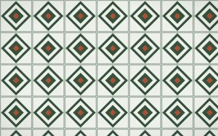 Bavarian Forest Diamond Tile — light green, orange and white azulejo background